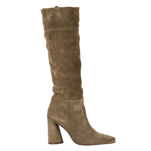 Taupe suede hot sale knee high boots